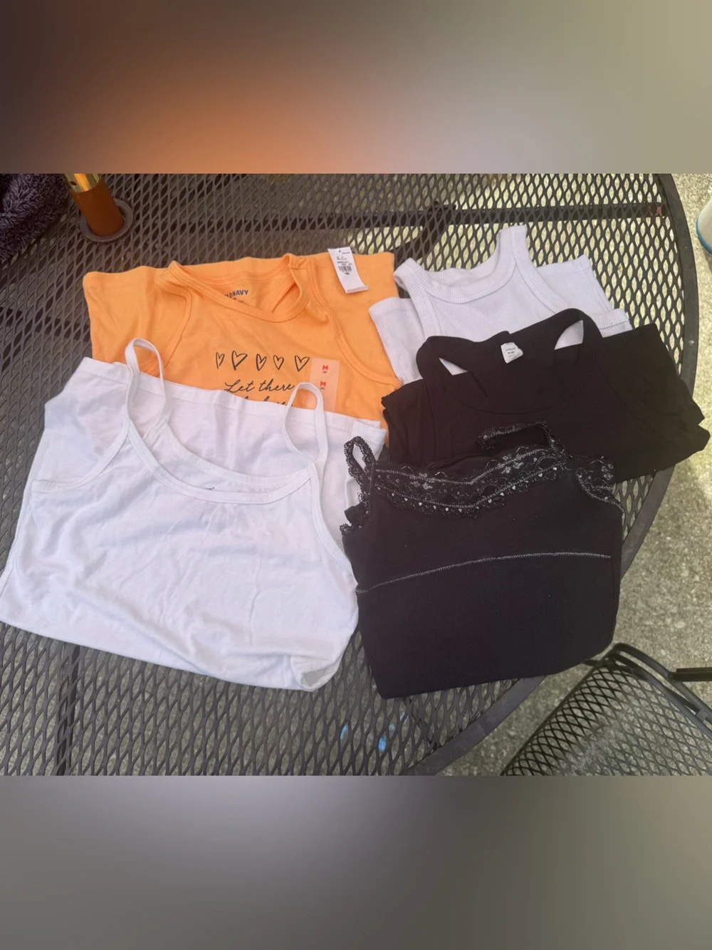 Mix of Girl’s Tank Tops - White, Black & Orange size 8